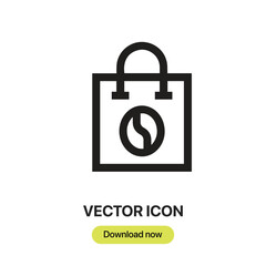 Leinwandbilder - Coffee Bag icon vector. Linear-style sign for mobile concept and web design. Coffee Bag symbol illustration. Pixel vector graphics - Vector.