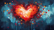 Lonely heart, abstract love painting, modern wallpaper background, perfect for romantic wall art, Valentine's Day themed print design and art posters