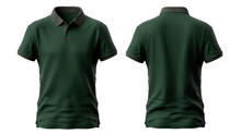 Front And Back Dark Green Polo Shirt Mockup, Cut Out