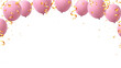 Festive decoration in realistic pink helium balloons design for Valentine, wedding and birthday