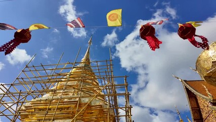 Wall Mural - Amazing waving Tibetan flags in the temple. 