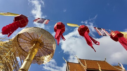 Wall Mural - Amazing waving Tibetan flags in the temple. 