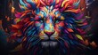  a lion art potrait with multiple colors 