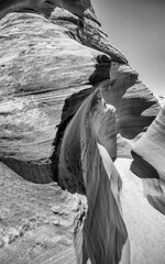 Canvas Print - Black and white view of Antelope Canyon. Abstract background. Travel and nature concept.