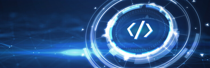 Wall Mural - programming code. programming code icon made with binary code. digital binary data and streaming dig