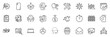 © blankstock - Icons pack as Education idea, Approved checklist and Phone insurance line icons for app include Computer mouse, Laptop, Boxes shelf outline thin icon web set. Mail, Medical calendar. Vector