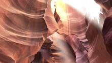 Beautiful Wide-angle View Of Incredible Sandstone Formations In Famous Antelope Canyon On A Sunny Day, American Southwest, Arizona, USA