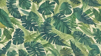 tropical exotic seamless pattern with dark golden and green vintage palm leaves for product presenta