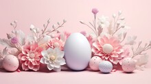 Colorful Easter Eggs With Flowers, Easter Card
