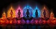 neon serenity: silhouettes of meditation