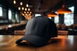 Timeless style a black baseball cap lies casually on the tables surface