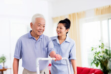 Generative AI Image Of A Caring Nurse Assisting An Elderly Man
