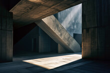 Generative AI Image Of Modern Concrete Architecture With Light And Shadow