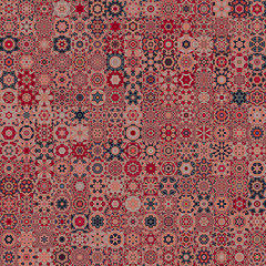 Aufkleber - Dark floral geometric shapes vintage style seamless pattern background.