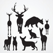animals silhouette set white background vector elements