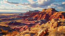 Painted Desert Palette:  The Painted Desert Showcasing A Vibrant Palette Of Red, Orange, And Purple Hues, Creating A Breathtaking Display Of Natural Colors
