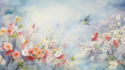 Wall Mural - Spring blooming of trees