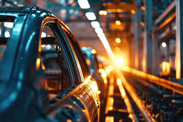 A car driving down a train track at night. Suitable for transportation or danger-themed projects