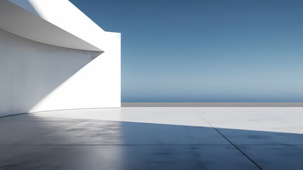 3d render of abstract futuristic architecture with empty concrete floor