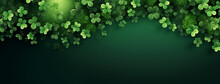 Green St Patrick's Day Background With Clovers Copy Space