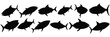 Fish tuna fishing silhouettes set, large pack of vector silhouette design, isolated white background