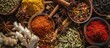 Bird's-eye view of diverse dried spices found in Garam Masala.