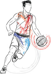 Wall Mural - Basketball player in action with ball