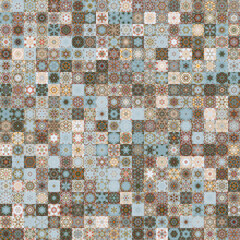 Poster - Faded beige color tone floral geometric shapes vintage concept seamless pattern background..