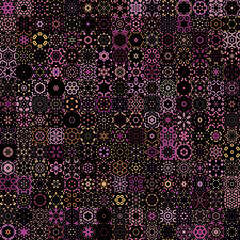 Poster - Dark color tone vintage concept floral geometric shapes seamless pattern background.