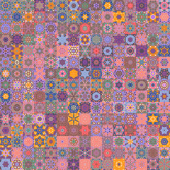 Poster - Pastel colored circular mandala shapes multi patterned and textured background.