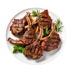 Wall Mural - Grilled Lamb Chops Isolated on a Transparent Background 