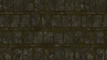 Poster - Texture material background Stone Wall with moss 1