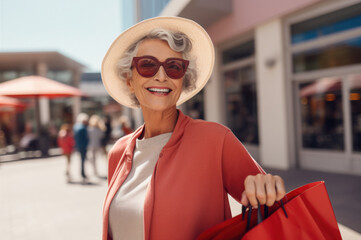 Wall Mural - woman in a shopping center concept