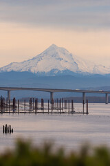 Mt Hood over Columbia River, Oregon