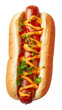 Tasty Hotdog On the Plate. Top View. Fastfood Template. Ai Generative