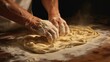 hands shaping dough for traditional Italian pasta generative ai
