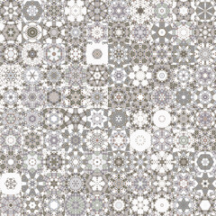 Poster - Faded beige color tone floral geometric shapes vintage concept seamless pattern background..