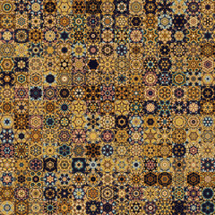 Fototapete - Floral geometric shapes vintage style seamless pattern background.