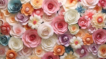  A composition of pastel roses in exquisite detail, each petal a masterpiece against a seamless ivory background.