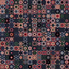 Poster - Floral geometric shapes vintage style seamless pattern background.