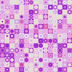 Poster - Light purple and violet color tone floral geometric shapes vintage concept seamless pattern background.