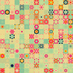 Poster - Pastel colored circular mandala shapes multi patterned and textured background.