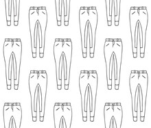 Vector Seamless Pattern Of Hand Drawn Doodle Sketch Horse Riding Breeches Isolated On White Background