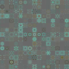 Poster - Smoky grey color tone, floral geometric shapes vintage concept seamless pattern background.