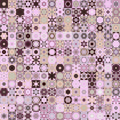 Fototapete - Floral geometric shapes vintage style seamless pattern background.