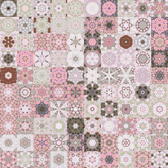 Poster - Floral geometric shapes vintage style seamless pattern background.