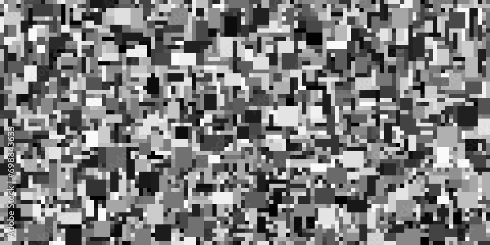 Abstract black and white random grayscale pixels seamless displacement map texture for 3d rendering. Seamless monochrome displacement map for futuristic sci-fi cyberpunk panels. Vector background