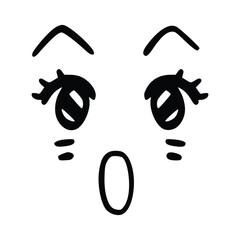 Wall Mural - Kawaii's cute face. Manga-style eyes and mouth. Funny cartoon Japanese emoticon in different expressions, mega Big Set. Expression anime character and emoticon face illustration. Background. Print.