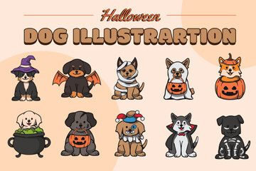 Halloween Dog Illustration Set