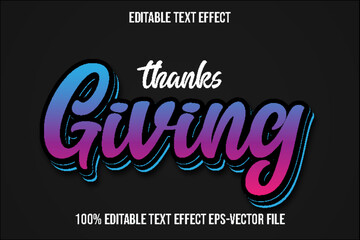 Thanks Giving Editable Text Effect 3D Emboss Gradient Style
